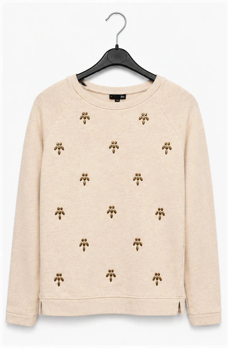 Sweat JBC beige à motifs dorés taille 10-11 ans – tendance & chic